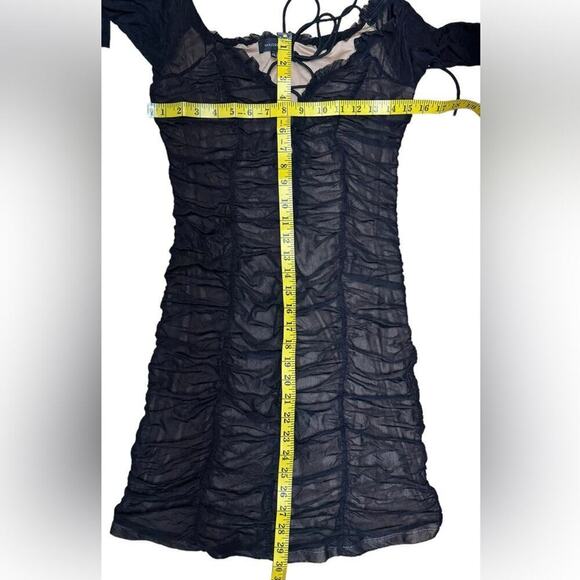 Majorelle Jardin Darling Ruched Dress in Black Lace Up Front Bodycon Size Large - Picture 14 of 15